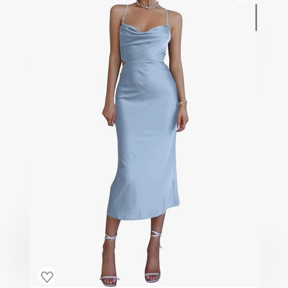Light Blue, Satin Dress, Size Medium, Stretchy Fit, Formal Occasion, Worn Once! - Picture 1 of 5